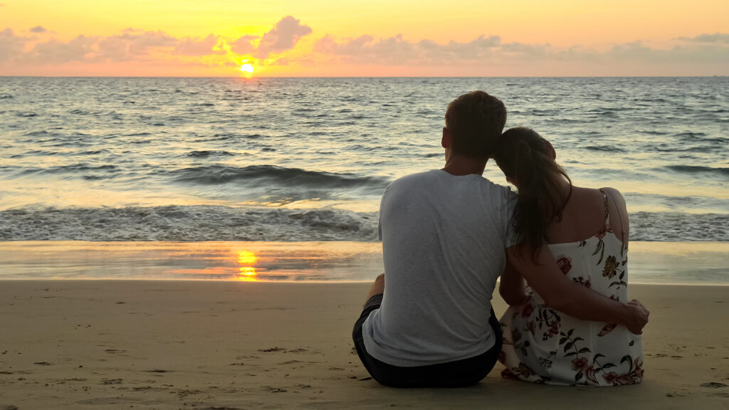 Happy couple on the beach